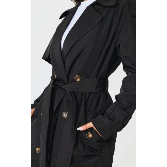 Petite Black Oversized Trench Coat Petite Black Oversized Trench Coat