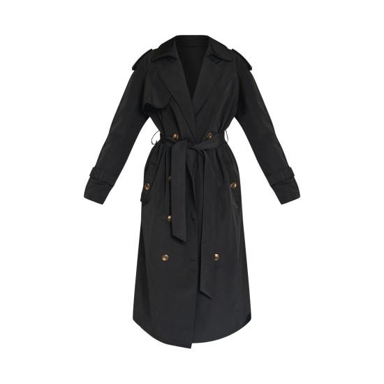 Petite Black Oversized Trench Coat Petite Black Oversized Trench Coat