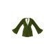 Green Glitter Plisse Flare Sleeve Plunge Romper Green Glitter Plisse Flare Sleeve Plunge Romper