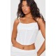 White Woven Cowl Neck Detail Strappy Dip Hem Corset White Woven Cowl Neck Detail Strappy Dip Hem Corset