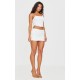 White Woven Cowl Neck Detail Strappy Dip Hem Corset White Woven Cowl Neck Detail Strappy Dip Hem Corset