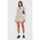 Butter Cream Contrast Pattern Shirt Detail Puffball Dress Butter Cream Contrast Pattern Shirt Detail Puffball Dress