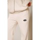 PRETTYLITTLETHING Cream Contrast Logo Badge Wide Leg Sweatpants PRETTYLITTLETHING Cream Contrast Logo Badge Wide Leg Sweatpants