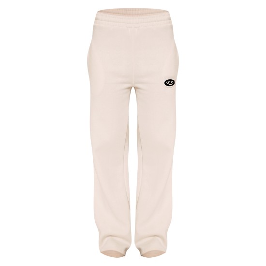 PRETTYLITTLETHING Cream Contrast Logo Badge Wide Leg Sweatpants PRETTYLITTLETHING Cream Contrast Logo Badge Wide Leg Sweatpants