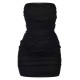 Shape Black Mesh Corset Detail Ruched Bodycon Dress Shape Black Mesh Corset Detail Ruched Bodycon Dress
