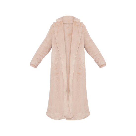 Beige Premium Soft Faux Fur Tailored Maxi Coat Beige Premium Soft Faux Fur Tailored Maxi Coat