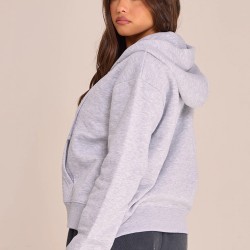 Grey Marl Oversized Hooded Zip Up Sweat Hoodie
