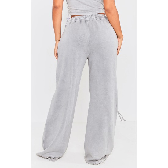 Shape Light Grey Washed Double Waistband Pocket Detail Wide Leg Sweatpants Shape Light Grey Washed Double Waistband Pocket Detail Wide Leg Sweatpants