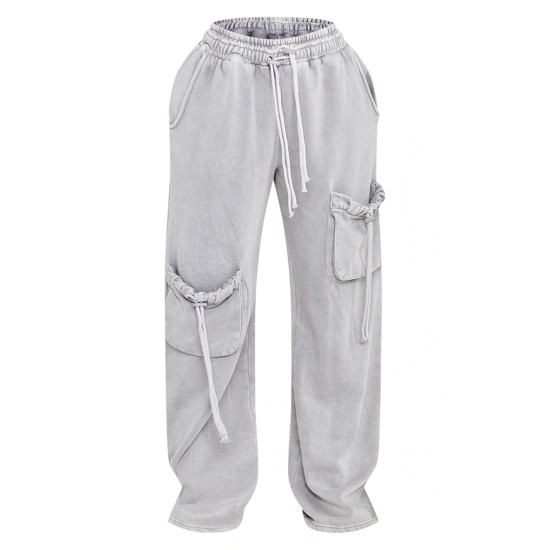 Shape Light Grey Washed Double Waistband Pocket Detail Wide Leg Sweatpants Shape Light Grey Washed Double Waistband Pocket Detail Wide Leg Sweatpants