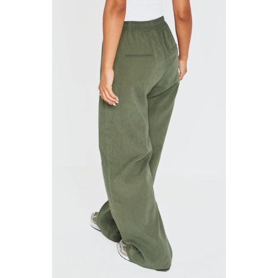 Petite Green Peach Skin Wide Leg Cargo Pants Petite Green Peach Skin Wide Leg Cargo Pants