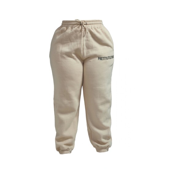 PRETTYLITTLETHING Plus Oatmeal High Waisted Cuffed Sweatpants PRETTYLITTLETHING Plus Oatmeal High Waisted Cuffed Sweatpants