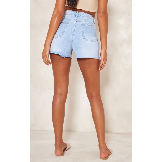 Tall Light Blue Wash Distressed Denim Shorts Tall Light Blue Wash Distressed Denim Shorts