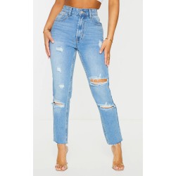 Petite Light Wash Ripped Skinny Jeans