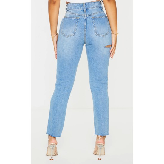 Petite Light Wash Ripped Skinny Jeans Petite Light Wash Ripped Skinny Jeans
