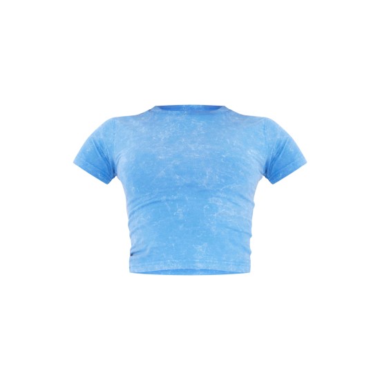 Blue Washed Longline Cotton Fitted T-shirt Blue Washed Longline Cotton Fitted T-shirt