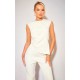 Cream Tailored Side Ruched Asymmetric Hem Longline Top Cream Tailored Side Ruched Asymmetric Hem Longline Top