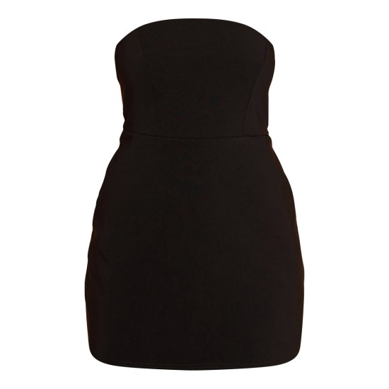 Black Stretch Woven Bandeau Shift Dress Black Stretch Woven Bandeau Shift Dress