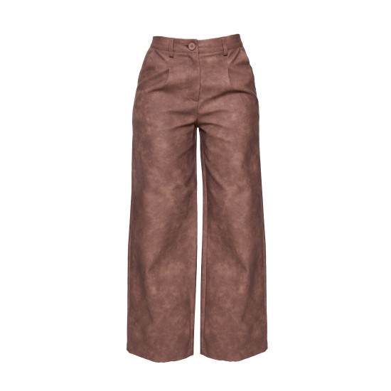 Petite Chocolate Faux Leather Wide Leg Pants Petite Chocolate Faux Leather Wide Leg Pants