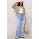 Blue Distressed Detail Straight Leg Jeans Blue Distressed Detail Straight Leg Jeans