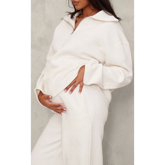Maternity Cream Wide Leg Sweatpants Maternity Cream Wide Leg Sweatpants
