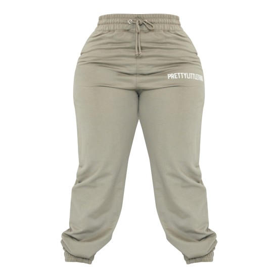 PRETTYLITTLETHING Plus Sage Khaki High Waisted Cuffed Sweatpants PRETTYLITTLETHING Plus Sage Khaki High Waisted Cuffed Sweatpants