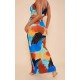 Blue Abstract Print Plisse Maxi Skirt Blue Abstract Print Plisse Maxi Skirt