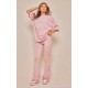 PRETTYLITTLETHING Light Pink Printed Flared Pants PRETTYLITTLETHING Light Pink Printed Flared Pants