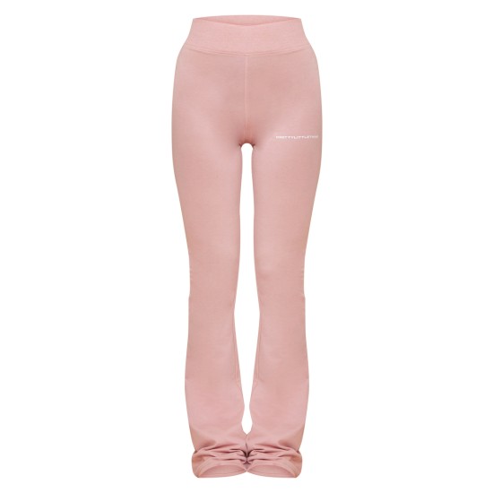 PRETTYLITTLETHING Light Pink Printed Flared Pants PRETTYLITTLETHING Light Pink Printed Flared Pants