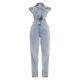 Shape Acid Blue Wash Sleeveless Rigid Denim Jumpsuit Shape Acid Blue Wash Sleeveless Rigid Denim Jumpsuit