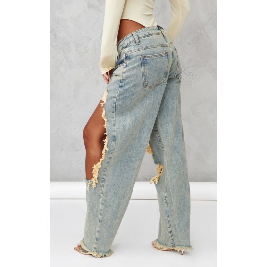 Vintage Wash Extreme Ripped Boyfriend Jean Vintage Wash Extreme Ripped Boyfriend Jean