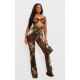 Brown Printed Mesh Cup Detail Cut Out Jumpsuit Brown Printed Mesh Cup Detail Cut Out Jumpsuit