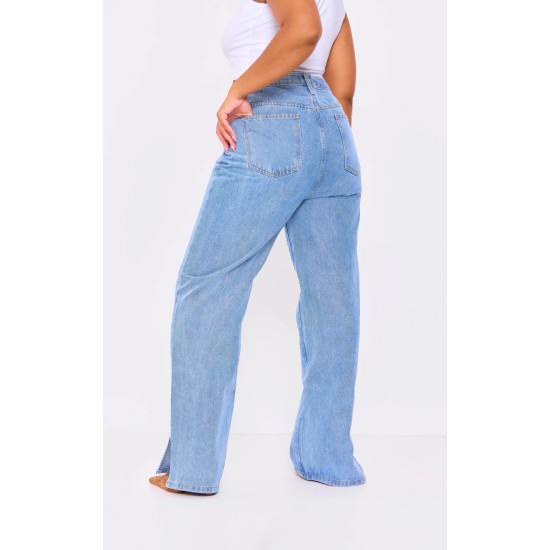 Plus Light Wash Split Hem Jeans Plus Light Wash Split Hem Jeans