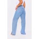 Plus Light Wash Split Hem Jeans Plus Light Wash Split Hem Jeans