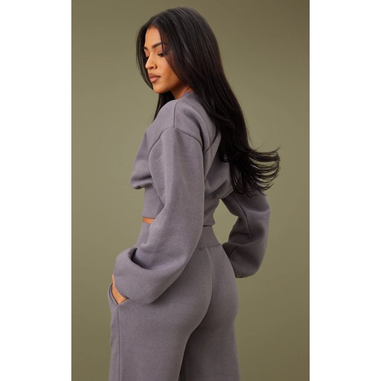 Tall Steel Blue Cropped Oversized Sweatshirt Tall Steel Blue Cropped Oversized Sweatshirt