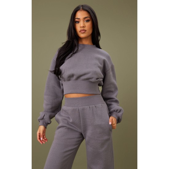 Tall Steel Blue Cropped Oversized Sweatshirt Tall Steel Blue Cropped Oversized Sweatshirt