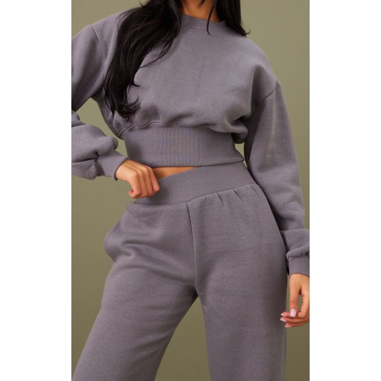 Tall Steel Blue Cropped Oversized Sweatshirt Tall Steel Blue Cropped Oversized Sweatshirt