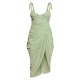 Sage Green Polka Dot Draped Underwire Detail Midi Dress Sage Green Polka Dot Draped Underwire Detail Midi Dress