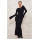 Black Heavy Brushed Rib Tie Back Maxi Dress Black Heavy Brushed Rib Tie Back Maxi Dress