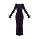 Black Heavy Brushed Rib Tie Back Maxi Dress Black Heavy Brushed Rib Tie Back Maxi Dress