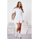 White Fitted Waist Long Sleeve Button Shirt Dress White Fitted Waist Long Sleeve Button Shirt Dress