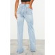Light Blue Wash Ripped Split Hem Straight Leg Jeans Light Blue Wash Ripped Split Hem Straight Leg Jeans