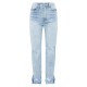 Light Blue Wash Ripped Split Hem Straight Leg Jeans Light Blue Wash Ripped Split Hem Straight Leg Jeans