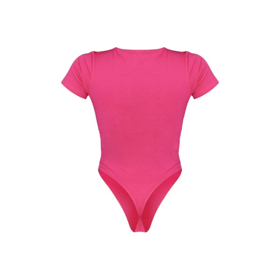 PRETTYLITTLETHING Hot Pink Logo Short Sleeve Bodysuit PRETTYLITTLETHING Hot Pink Logo Short Sleeve Bodysuit