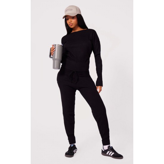 Black Knit Lounge Set Black Knit Lounge Set