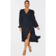 Plus Black Ruffle Wrap Front Midi Dress Plus Black Ruffle Wrap Front Midi Dress