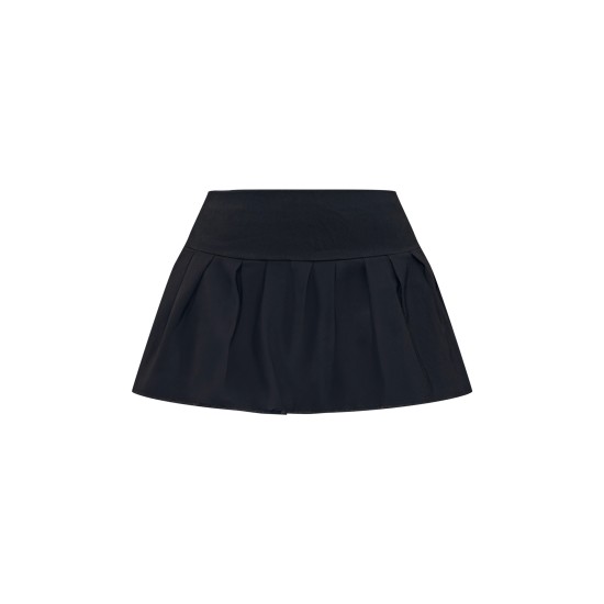 Black Stretch Woven Low Rise Pleated Micro Mini Skirt Black Stretch Woven Low Rise Pleated Micro Mini Skirt