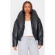 Petite Black Exaggerated Collar PU Puffer Coat Petite Black Exaggerated Collar PU Puffer Coat