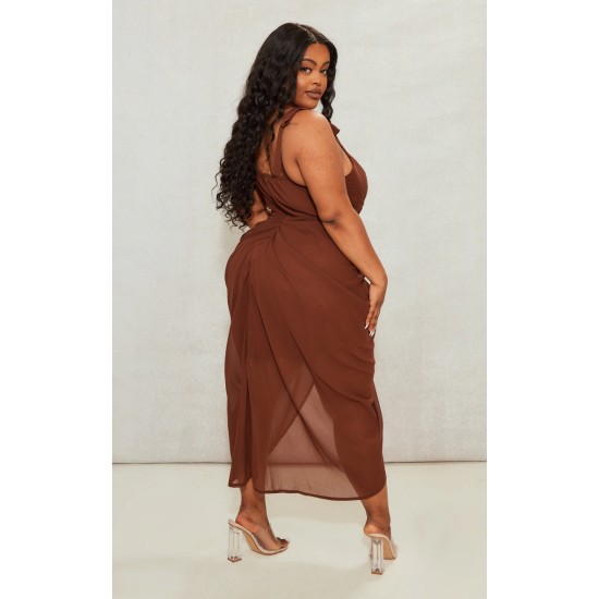 Plus Chocolate Underwire Detail Draped Midi Dress Plus Chocolate Underwire Detail Draped Midi Dress