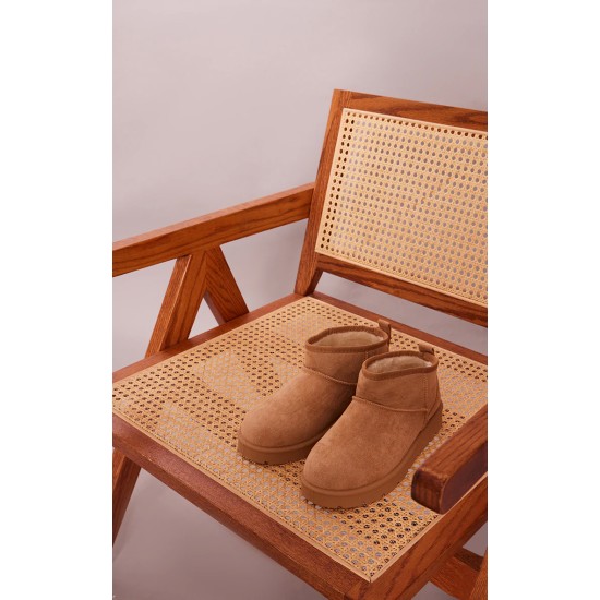 Sand Faux Suede Cleated Mini Ankle Boots Sand Faux Suede Cleated Mini Ankle Boots