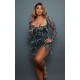 Shape Green Abstract Print Mesh Long Sleeve Ruched Side Frill Hem Bodycon Dress Shape Green Abstract Print Mesh Long Sleeve Ruched Side Frill Hem Bodycon Dress